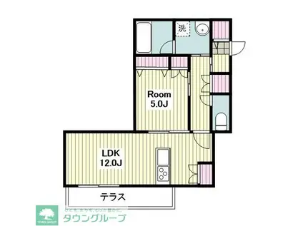 MILLE MERCIS(1LDK/1階)の間取り写真