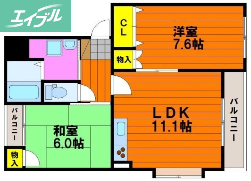 ロイヤルコート(2LDK/1階)の間取り写真