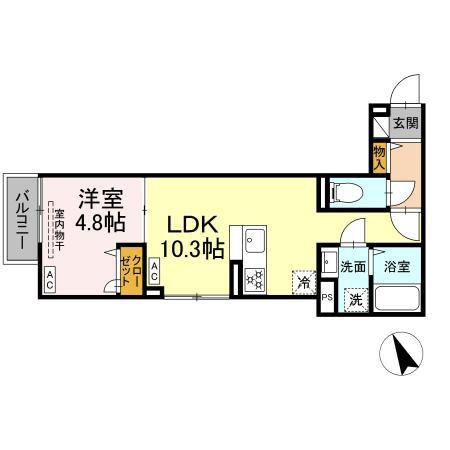 セレスティア鷺宮(1LDK/3階)の間取り写真