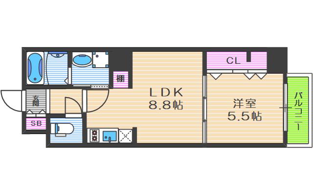 CIFI大阪天満(1LDK/6階)の間取り写真