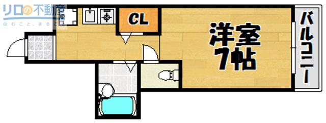 ディアコート川西弐番館(1K/4階)の間取り写真
