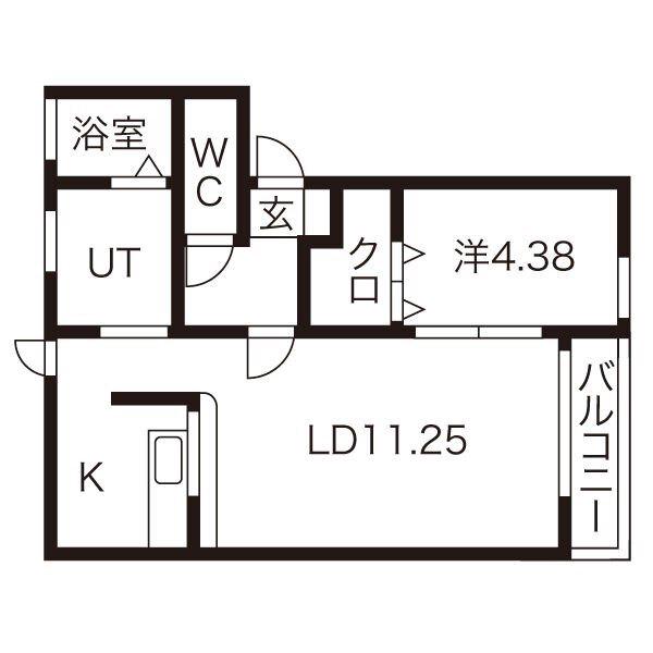 PRIMROSE浅岸I棟(1LDK/1階)の間取り写真