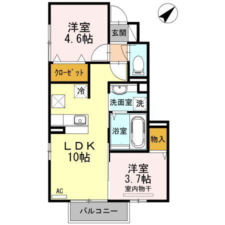 シーズンさくら(2LDK/1階)の間取り写真