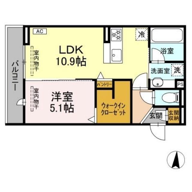 D CREST 若松町(1LDK/2階)の間取り写真