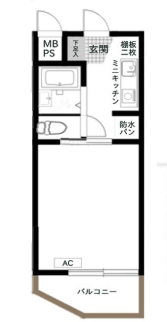 パレ・ドール武蔵野台II(1K/2階)の間取り写真