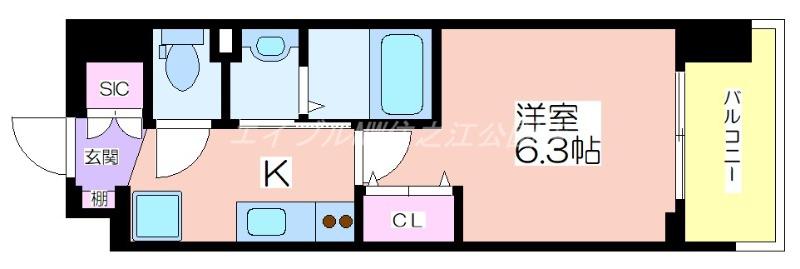 LUXE住吉公園(1K/1階)の間取り写真