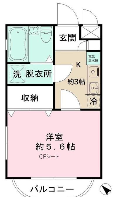 グランドヴィル487(1K/2階)の間取り写真