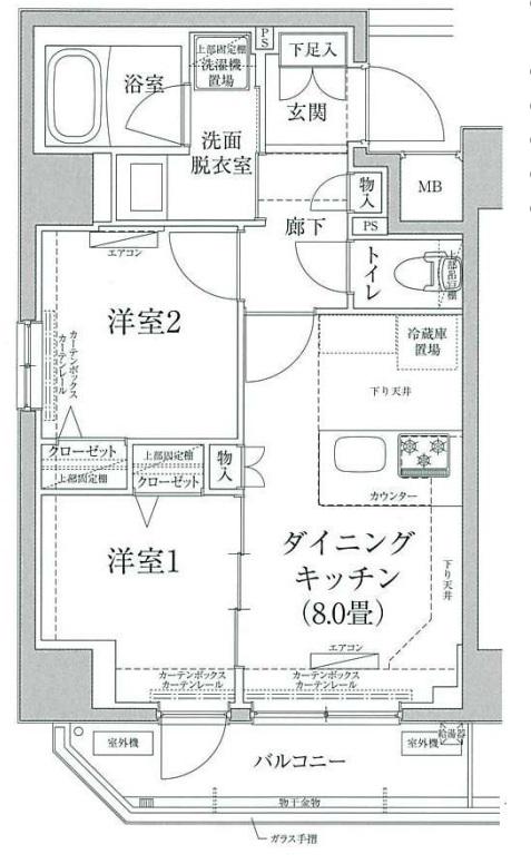 ティモーネグランデ錦糸町(2DK/4階)の間取り写真