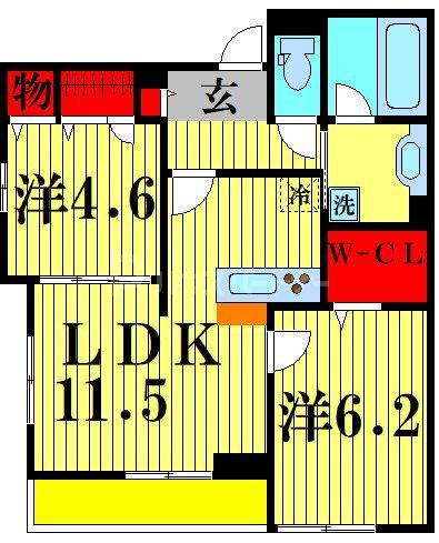 IS・アルディア(2LDK/2階)の間取り写真