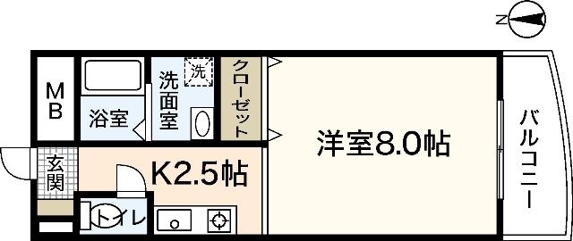 WING TACHIBANA(1K/3階)の間取り写真