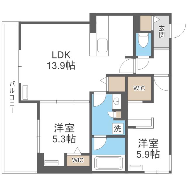 GRANDVALLEY 博多(2LDK/3階)の間取り写真