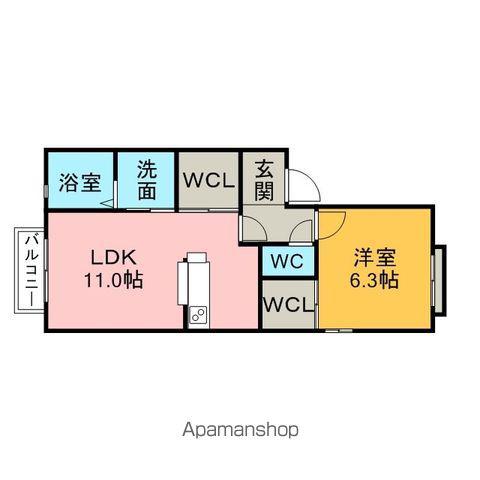 グランドメゾン依佐美 H棟(1LDK/1階)の間取り写真