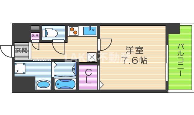 ブランパレス寺田町(1K/3階)の間取り写真