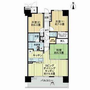 ライオンズ南千里佐竹台グランハート(3LDK/5階)の間取り写真