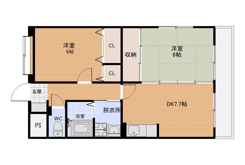 キャッスル新照院(2DK/2階)の間取り写真