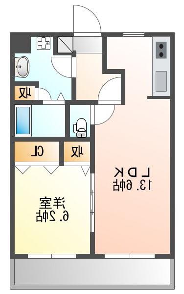 クレールI(1LDK/2階)の間取り写真