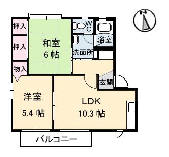 ST大生院C(2LDK/2階)の間取り写真