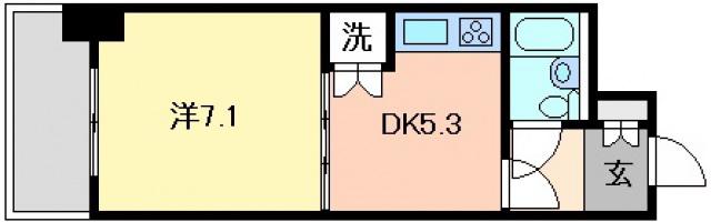 ライオンズマンション京橋川公園(1DK/3階)の間取り写真