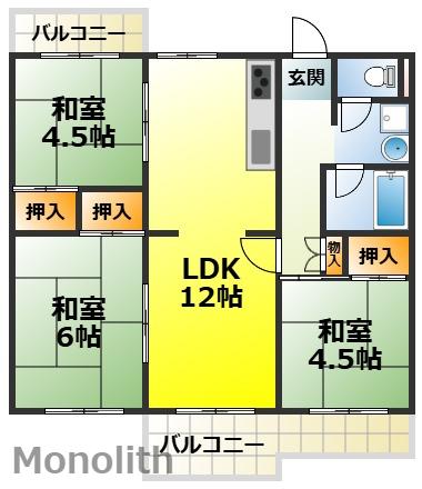 泉北城山台3丁16号棟(3LDK/3階)の間取り写真