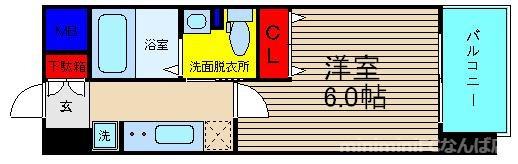 エステムプラザ難波ウエストⅡプレディア(1K/4階)の間取り写真