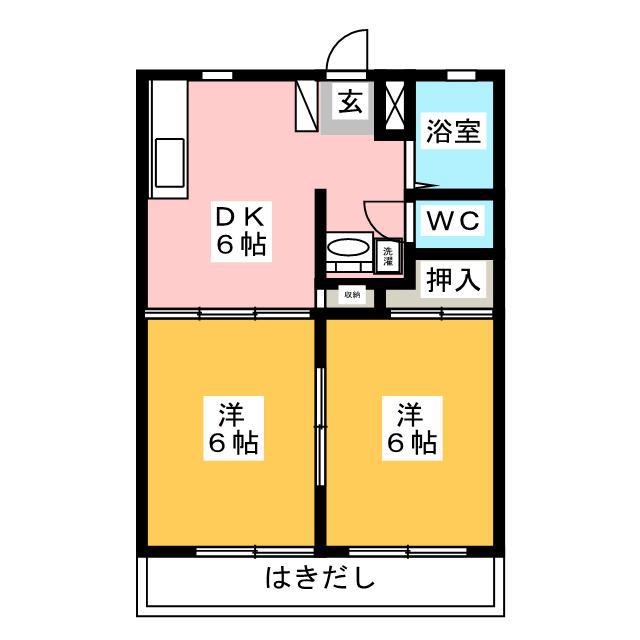 アイリス中田本町A(2DK/1階)の間取り写真