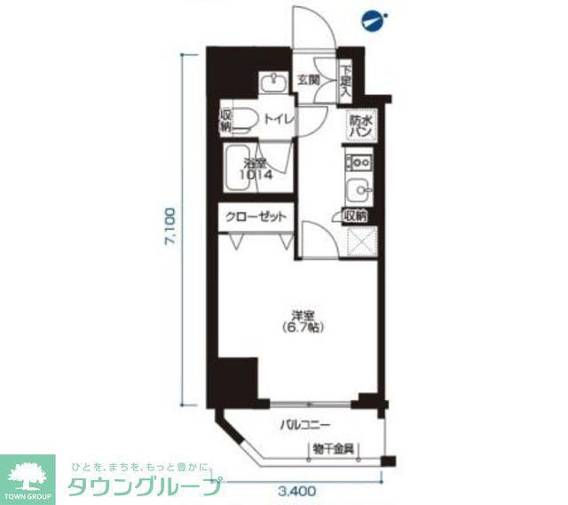 アーバネックス大森(1K/6階)の間取り写真