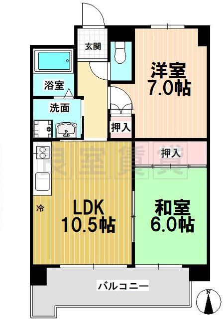 新橘ビル(2LDK/3階)の間取り写真