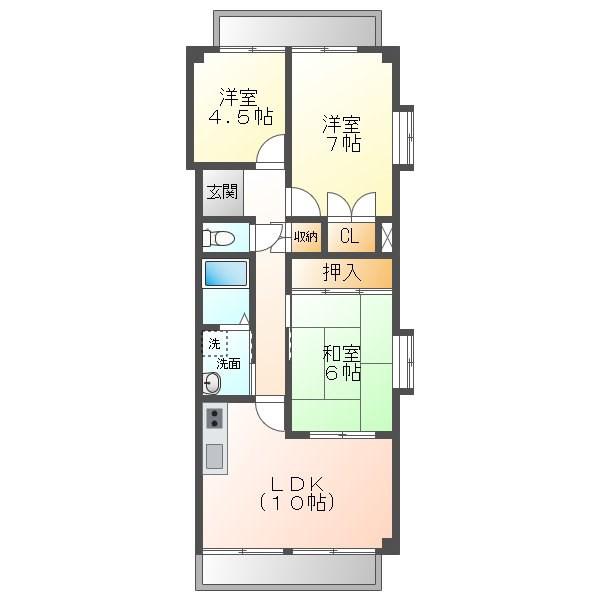 アメニティハイツ池場(3LDK/1階)の間取り写真