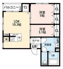 ROBOT HOME 本笠寺(2LDK/1階)の間取り写真