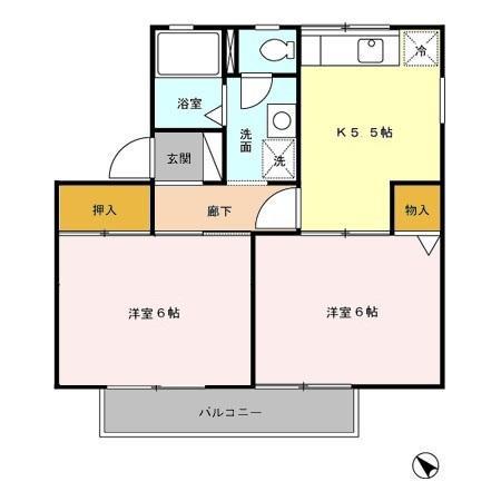 ストークハイム(2K/1階)の間取り写真