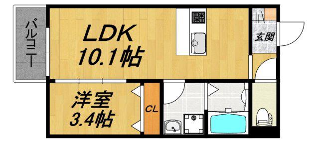 LECOCON 弥富IV(1LDK/1階)の間取り写真