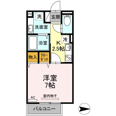ウィットまい田崎(1K/2階)の間取り写真