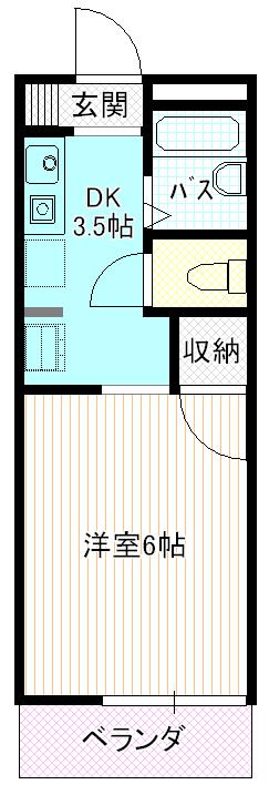 ハイツサザンクロスII(1K/2階)の間取り写真