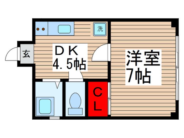 あずさビル(1DK/3階)の間取り写真