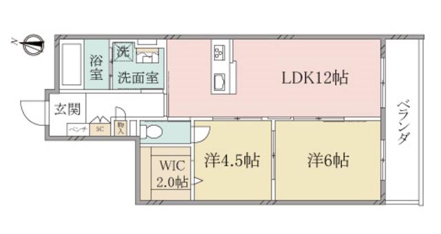 ヘーベルヴィレッジ湘南台IIIシュテルン湘南(2LDK/3階)の間取り写真
