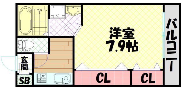 ブリリオ大阪BAY(1K/2階)の間取り写真