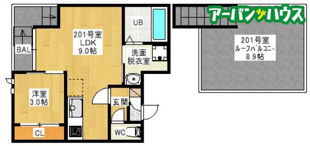 GRANDTIC JM 新保(1LDK/2階)の間取り写真