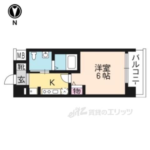 エストーネ京都二条(1K/7階)の間取り写真