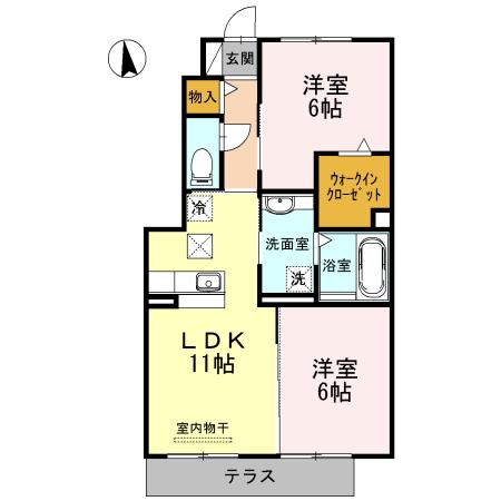 アルページュ(2LDK/1階)の間取り写真