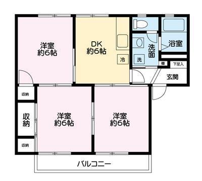セトル広尾(3DK/2階)の間取り写真