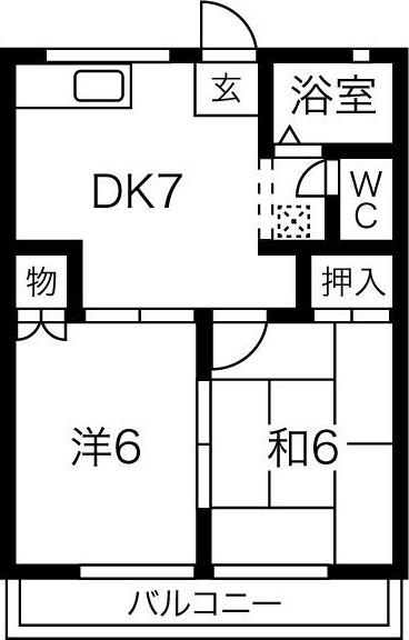 シティハイムEVE(2DK/1階)の間取り写真