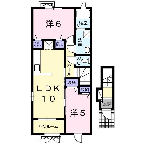 グレース レミカ(2LDK/2階)の間取り写真