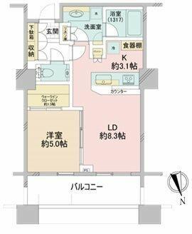 パークコート麻布十番ザタワー(1LDK/16階)の間取り写真