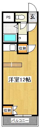 上水前寺タウンビル飛鳥(ワンルーム/5階)の間取り写真