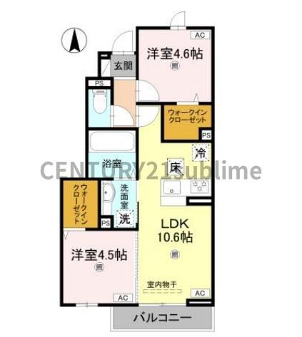 MAHALO膳所本町(2LDK/1階)の間取り写真
