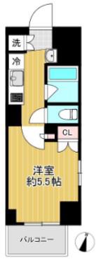 ルーブル大鳥居参番館(1K/8階)の間取り写真