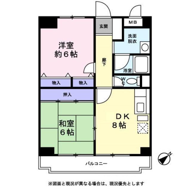 ステラ北梅田(2DK/6階)の間取り写真
