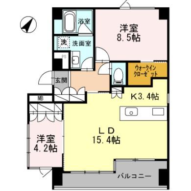 パークフラッツ新宿イーストサイド(2LDK/6階)の間取り写真