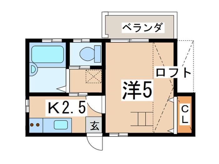 スマイル(1K/2階)の間取り写真