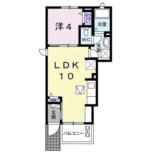エレガントII(1LDK/1階)の間取り写真